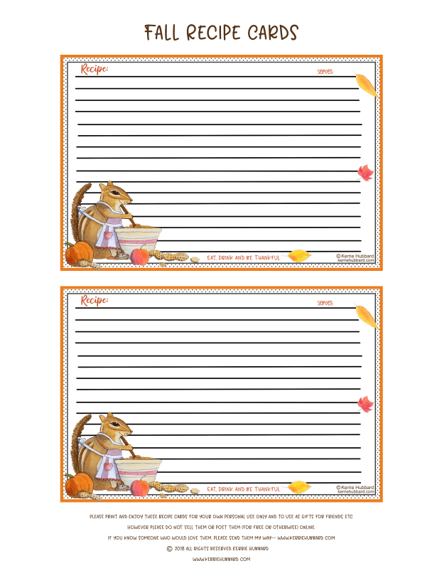 Thanksgiving Recipe Cards