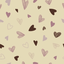 Hand drawn hearts on cream background
