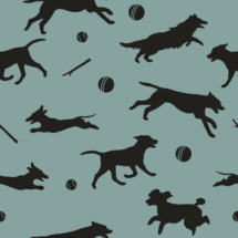 Silhouette dogs on blue background