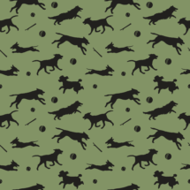 Silhouette dogs on green background 
